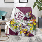 Manly Warringah Sea Eagles Blanket Golden Wattle Floral Polynesian - Australian Flower - Rugby Mascot