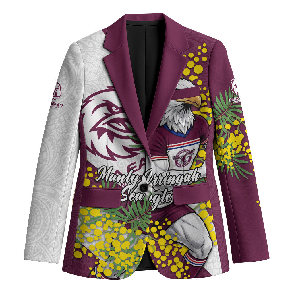 Manly Warringah Sea Eagles Blazer Golden Wattle Floral Polynesian - Australian Flower - Rugby Mascot