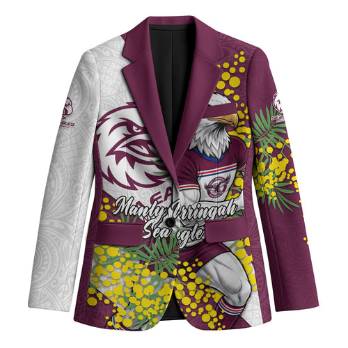 Manly Warringah Sea Eagles Blazer Golden Wattle Floral Polynesian - Australian Flower - Rugby Mascot