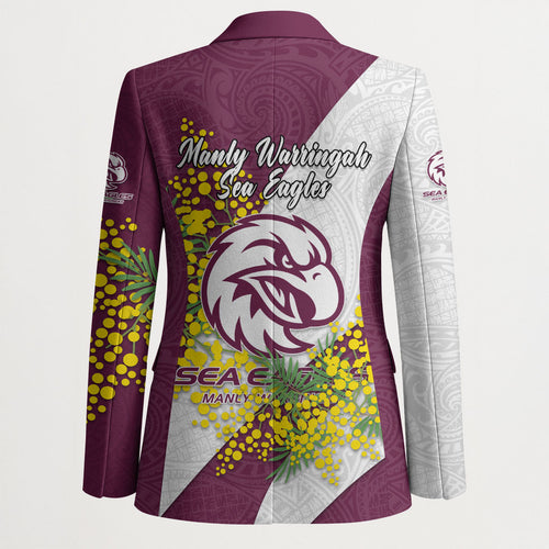 Manly Warringah Sea Eagles Blazer Golden Wattle Floral Polynesian - Australian Flower - Rugby Mascot