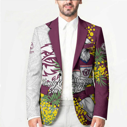 Manly Warringah Sea Eagles Blazer Golden Wattle Floral Polynesian - Australian Flower - Rugby Mascot