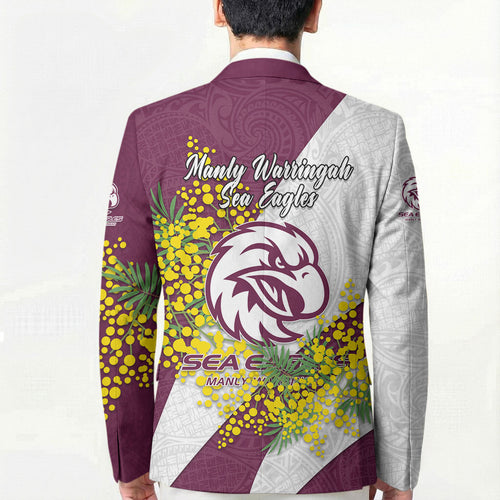 Manly Warringah Sea Eagles Blazer Golden Wattle Floral Polynesian - Australian Flower - Rugby Mascot