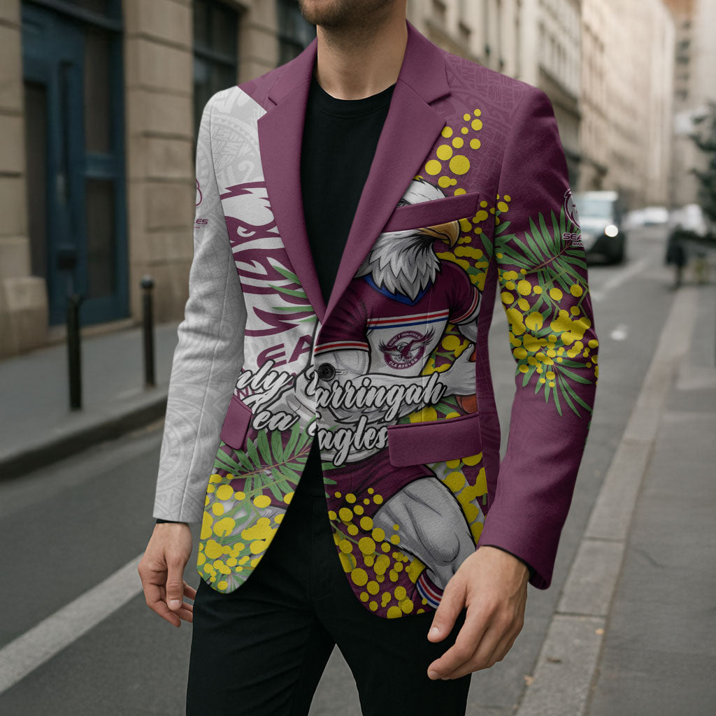 Manly Warringah Sea Eagles Blazer Golden Wattle Floral Polynesian - Australian Flower - Rugby Mascot