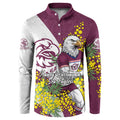 Manly Warringah Sea Eagles Button Sweatshirt Golden Wattle Floral Polynesian - Australian Flower - Rugby Mascot