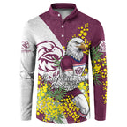 Manly Warringah Sea Eagles Button Sweatshirt Golden Wattle Floral Polynesian - Australian Flower - Rugby Mascot