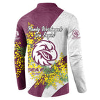Manly Warringah Sea Eagles Button Sweatshirt Golden Wattle Floral Polynesian - Australian Flower - Rugby Mascot