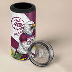 Manly Warringah Sea Eagles 4 in 1 Can Cooler Tumbler Golden Wattle Floral Polynesian - Australian Flower - Rugby Mascot