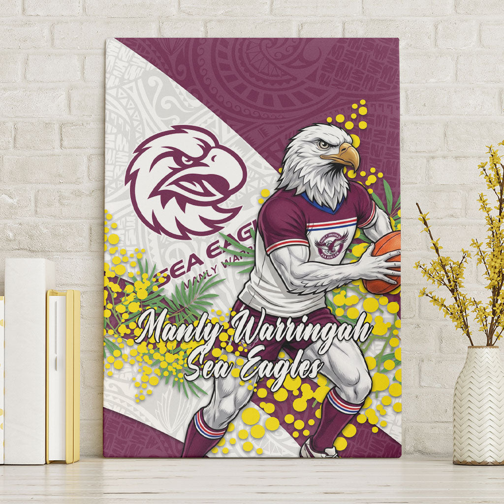 Manly Warringah Sea Eagles Canvas Wall Art Golden Wattle Floral Polynesian - Australian Flower - Rugby Mascot
