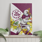 Manly Warringah Sea Eagles Canvas Wall Art Golden Wattle Floral Polynesian - Australian Flower - Rugby Mascot