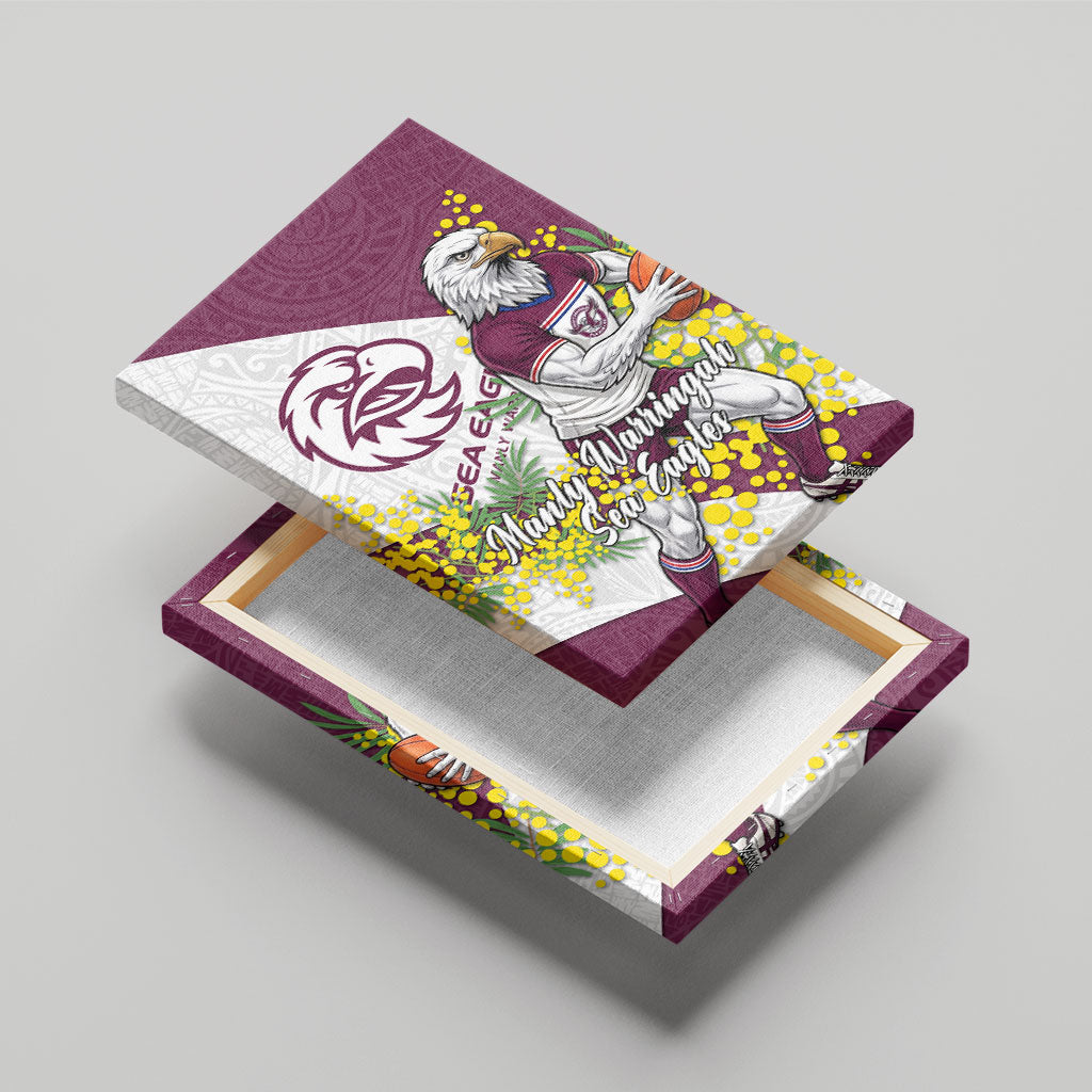 Manly Warringah Sea Eagles Canvas Wall Art Golden Wattle Floral Polynesian - Australian Flower - Rugby Mascot
