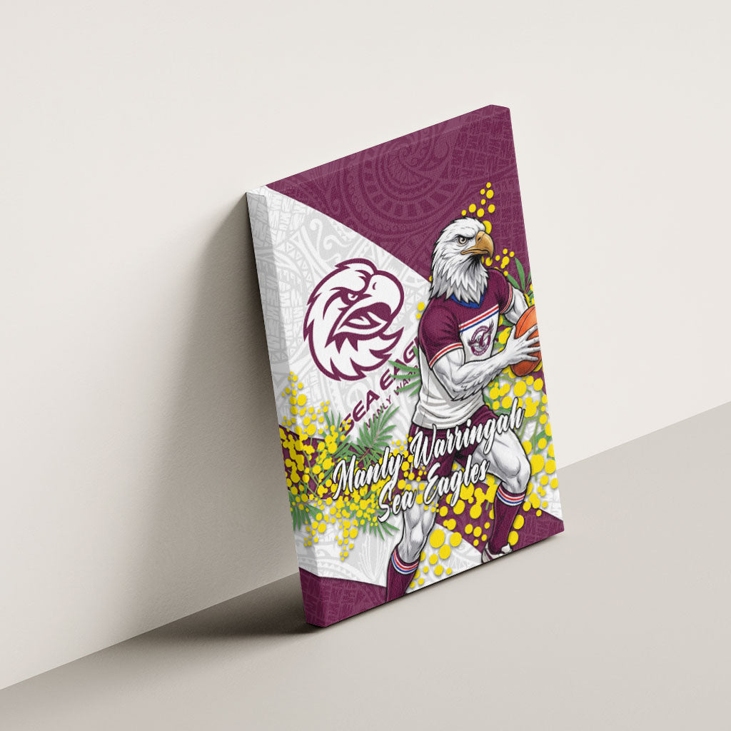 Manly Warringah Sea Eagles Canvas Wall Art Golden Wattle Floral Polynesian - Australian Flower - Rugby Mascot