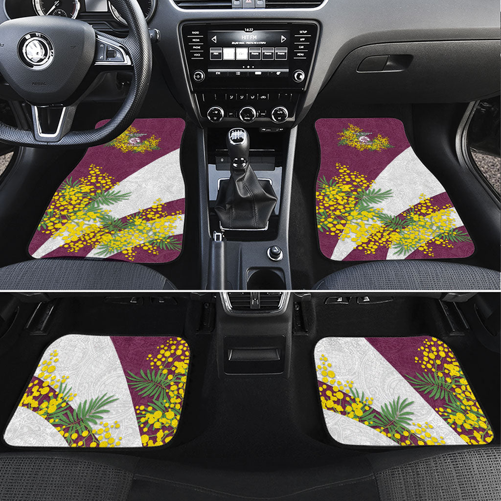 Manly Warringah Sea Eagles Car Mats Golden Wattle Floral Polynesian - Australian Flower - Rugby Mascot