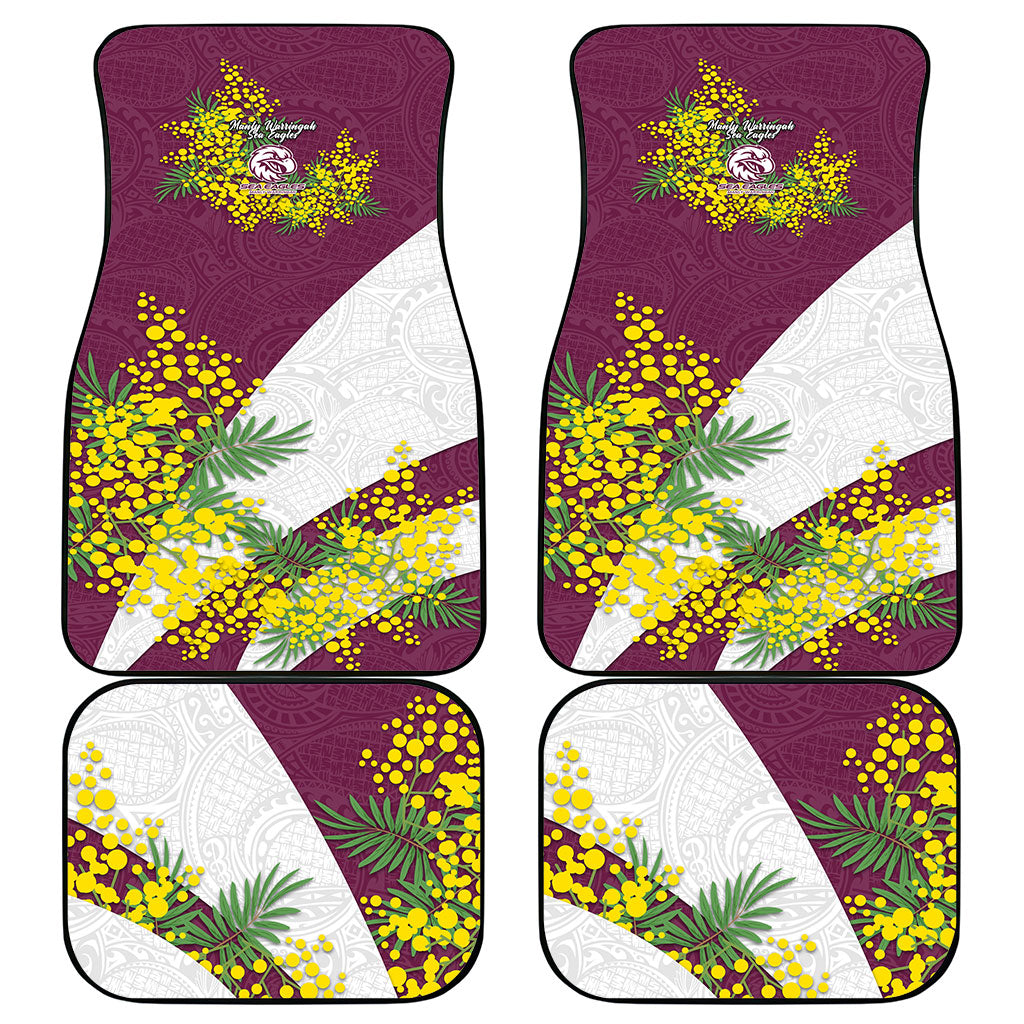 Manly Warringah Sea Eagles Car Mats Golden Wattle Floral Polynesian - Australian Flower - Rugby Mascot