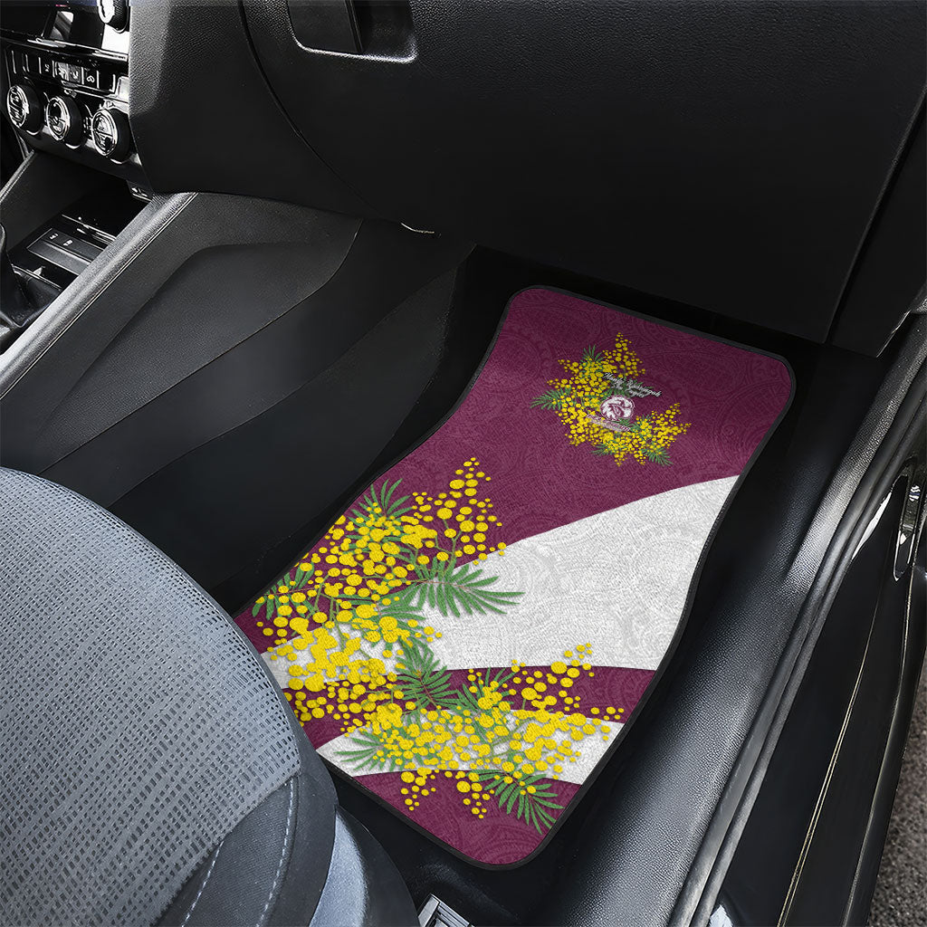 Manly Warringah Sea Eagles Car Mats Golden Wattle Floral Polynesian - Australian Flower - Rugby Mascot