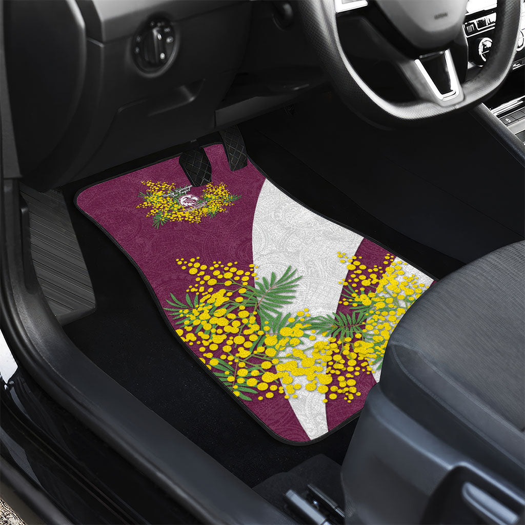 Manly Warringah Sea Eagles Car Mats Golden Wattle Floral Polynesian - Australian Flower - Rugby Mascot