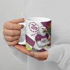 Manly Warringah Sea Eagles Ceramic Mug Golden Wattle Floral Polynesian - Australian Flower - Rugby Mascot