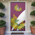 Manly Warringah Sea Eagles Door Cover Golden Wattle Floral Polynesian - Australian Flower - Rugby Mascot