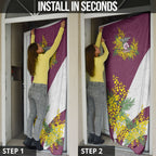 Manly Warringah Sea Eagles Door Cover Golden Wattle Floral Polynesian - Australian Flower - Rugby Mascot