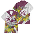Manly Warringah Sea Eagles Family Matching Summer Maxi Dress and Hawaiian Shirt Golden Wattle Floral Polynesian - Australian Flower - Rugby Mascot