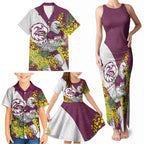 Manly Warringah Sea Eagles Family Matching Tank Maxi Dress and Hawaiian Shirt Golden Wattle Floral Polynesian - Australian Flower - Rugby Mascot
