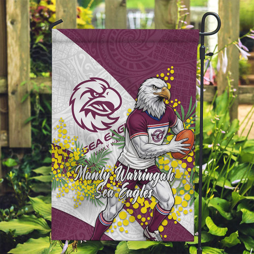 Manly Warringah Sea Eagles Garden Flag Golden Wattle Floral Polynesian - Australian Flower - Rugby Mascot