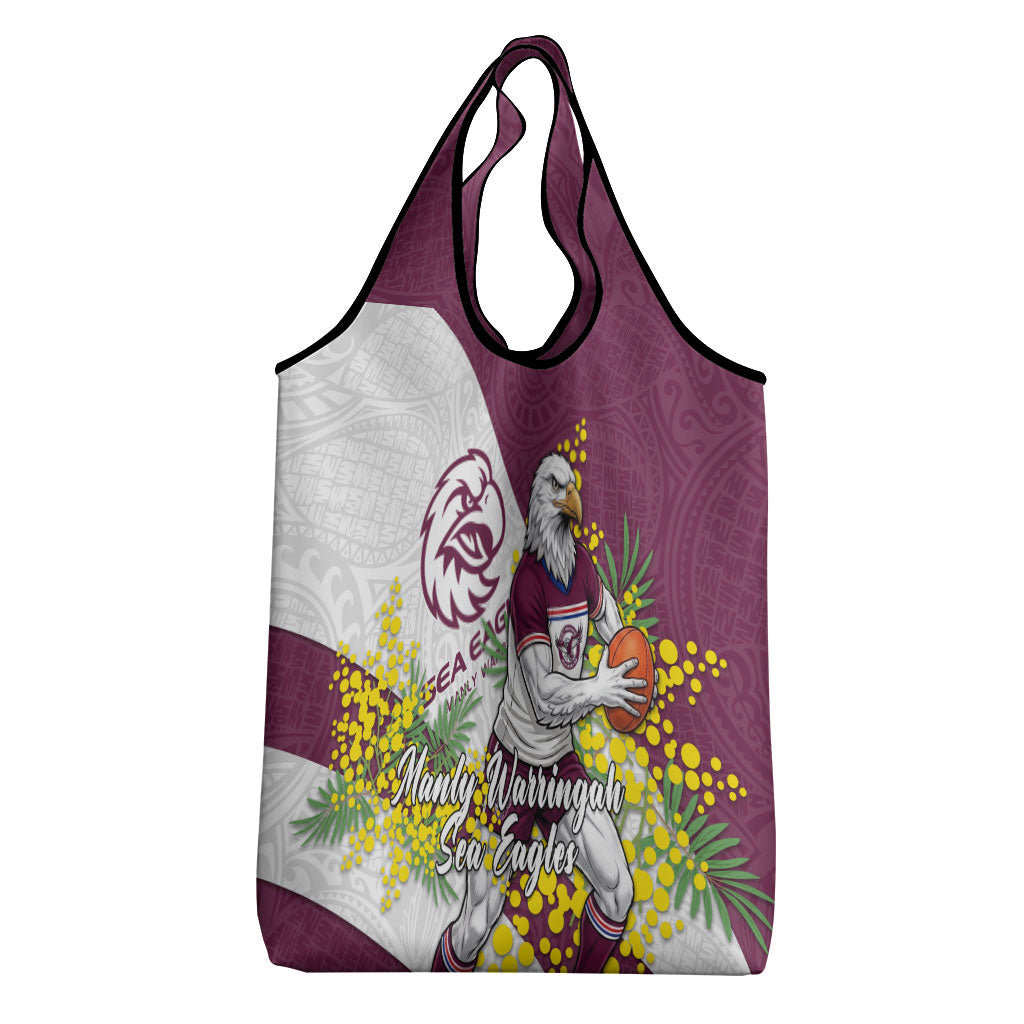 Manly Warringah Sea Eagles Grocery Bag Golden Wattle Floral Polynesian - Australian Flower - Rugby Mascot