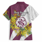 Manly Warringah Sea Eagles Hawaiian Shirt Golden Wattle Floral Polynesian - Australian Flower - Rugby Mascot