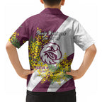 Manly Warringah Sea Eagles Hawaiian Shirt Golden Wattle Floral Polynesian - Australian Flower - Rugby Mascot