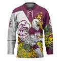 Manly Warringah Sea Eagles Hockey Jersey Golden Wattle Floral Polynesian - Australian Flower - Rugby Mascot