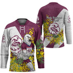Manly Warringah Sea Eagles Hockey Jersey Golden Wattle Floral Polynesian - Australian Flower - Rugby Mascot