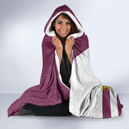 Manly Warringah Sea Eagles Hooded Blanket Golden Wattle Floral Polynesian - Australian Flower - Rugby Mascot