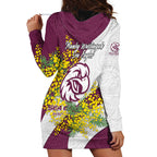 Manly Warringah Sea Eagles Hoodie Dress Golden Wattle Floral Polynesian - Australian Flower - Rugby Mascot