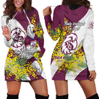 Manly Warringah Sea Eagles Hoodie Dress Golden Wattle Floral Polynesian - Australian Flower - Rugby Mascot