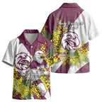 Manly Warringah Sea Eagles Kid Hawaiian Shirt Golden Wattle Floral Polynesian - Australian Flower - Rugby Mascot