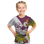 Manly Warringah Sea Eagles Kid T Shirt Golden Wattle Floral Polynesian - Australian Flower - Rugby Mascot