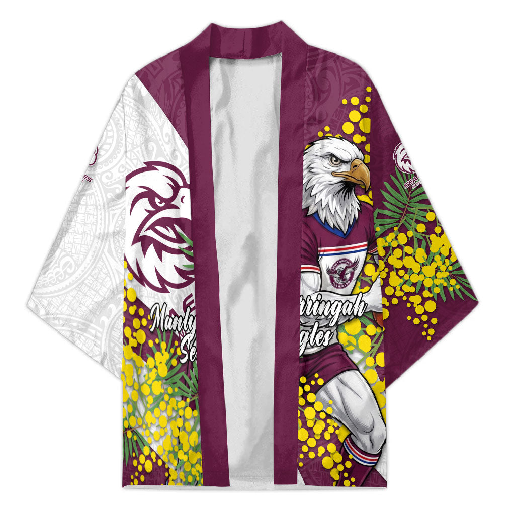 Manly Warringah Sea Eagles Kimono Golden Wattle Floral Polynesian - Australian Flower - Rugby Mascot
