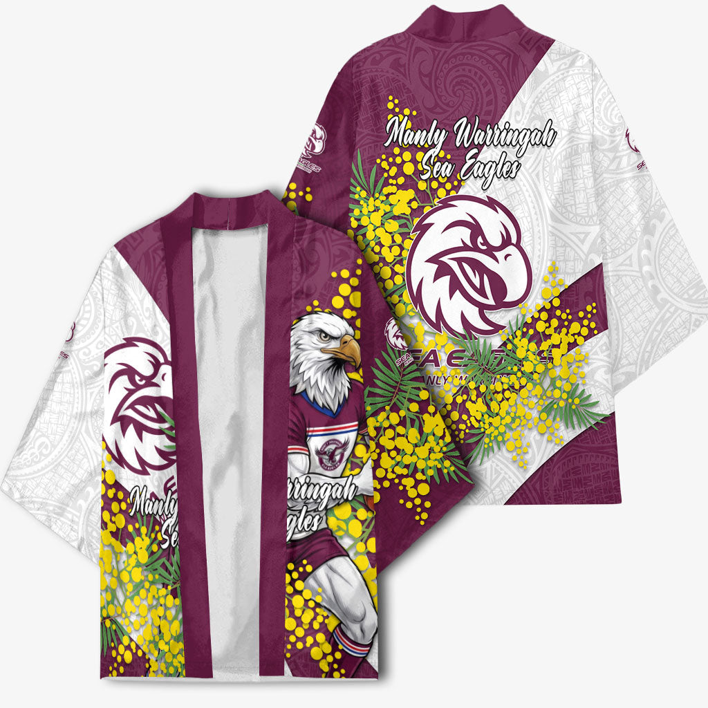 Manly Warringah Sea Eagles Kimono Golden Wattle Floral Polynesian - Australian Flower - Rugby Mascot