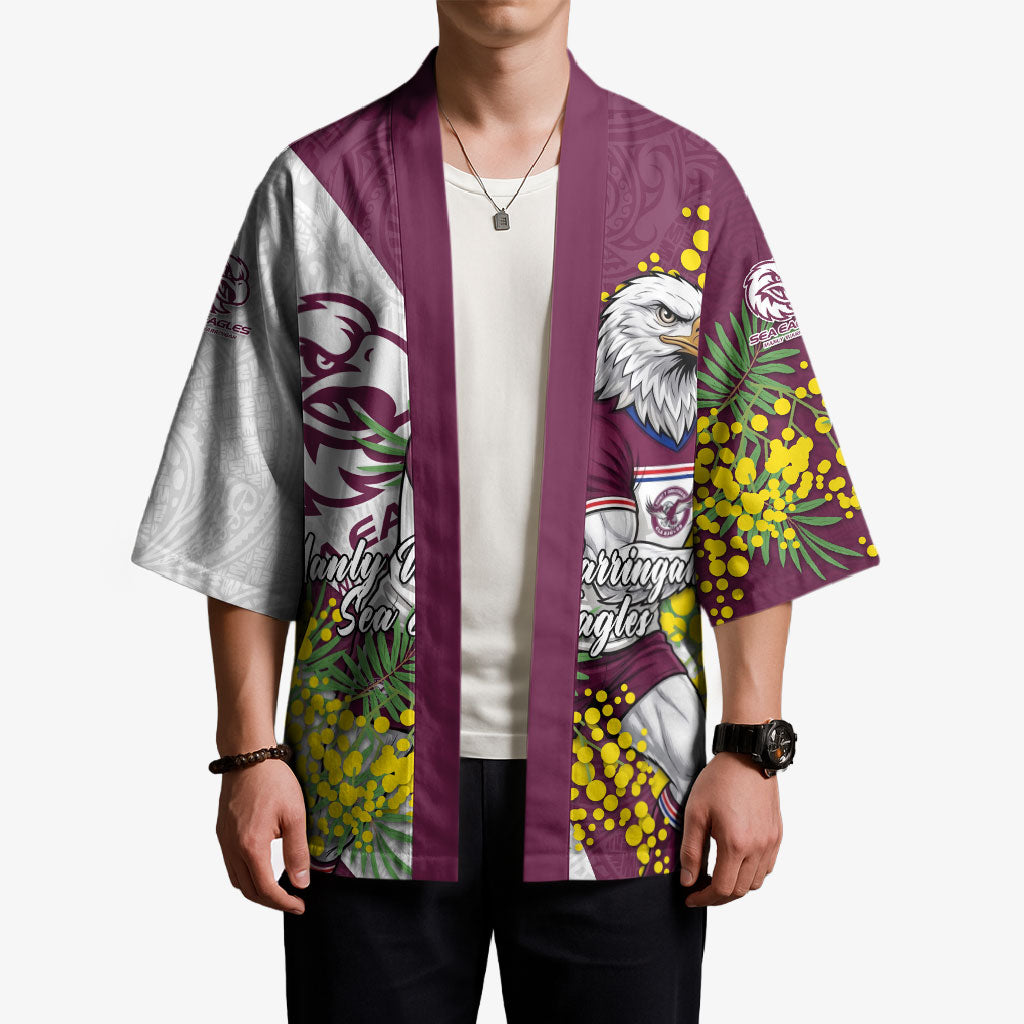 Manly Warringah Sea Eagles Kimono Golden Wattle Floral Polynesian - Australian Flower - Rugby Mascot