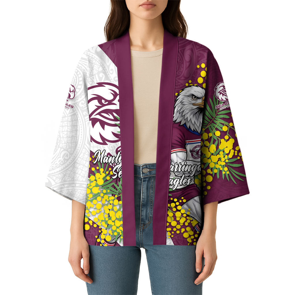 Manly Warringah Sea Eagles Kimono Golden Wattle Floral Polynesian - Australian Flower - Rugby Mascot