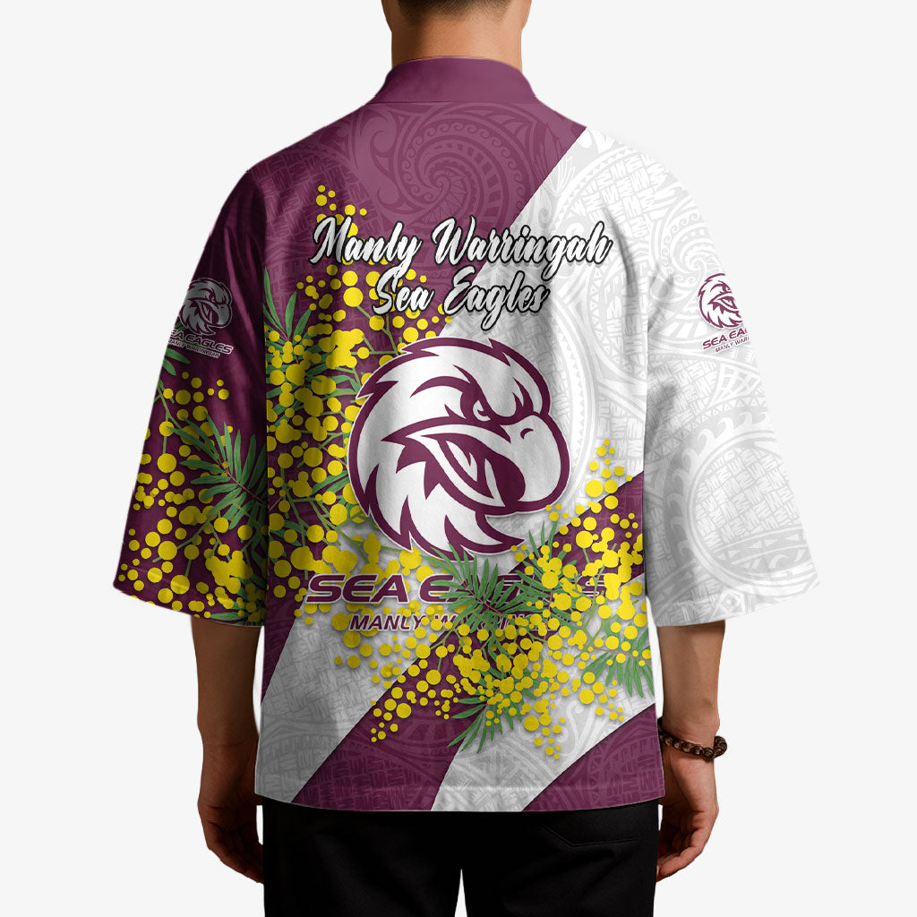 Manly Warringah Sea Eagles Kimono Golden Wattle Floral Polynesian - Australian Flower - Rugby Mascot