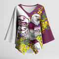Manly Warringah Sea Eagles Kimono Sleeve Blouse Golden Wattle Floral Polynesian - Australian Flower - Rugby Mascot