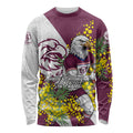 Manly Warringah Sea Eagles Long Sleeve Shirt Golden Wattle Floral Polynesian - Australian Flower - Rugby Mascot
