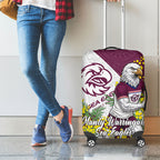 Manly Warringah Sea Eagles Luggage Cover Golden Wattle Floral Polynesian - Australian Flower - Rugby Mascot