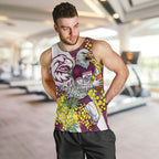 Manly Warringah Sea Eagles Men Tank Top Golden Wattle Floral Polynesian - Australian Flower - Rugby Mascot