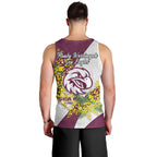 Manly Warringah Sea Eagles Men Tank Top Golden Wattle Floral Polynesian - Australian Flower - Rugby Mascot