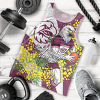 Manly Warringah Sea Eagles Men Tank Top Golden Wattle Floral Polynesian - Australian Flower - Rugby Mascot