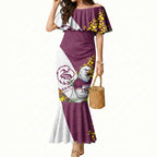 Manly Warringah Sea Eagles Mermaid Dress Golden Wattle Floral Polynesian - Australian Flower - Rugby Mascot