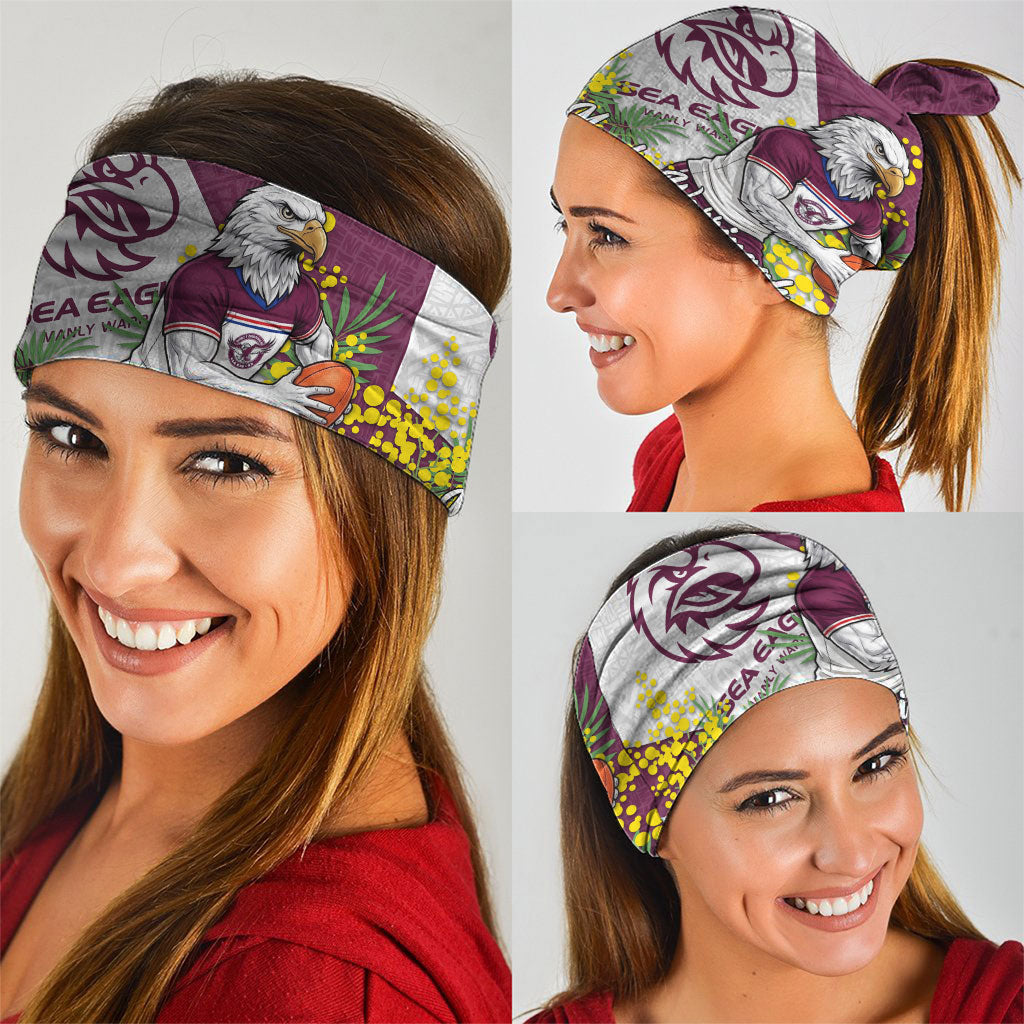 Manly Warringah Sea Eagles Neck Gaiter Golden Wattle Floral Polynesian - Australian Flower - Rugby Mascot