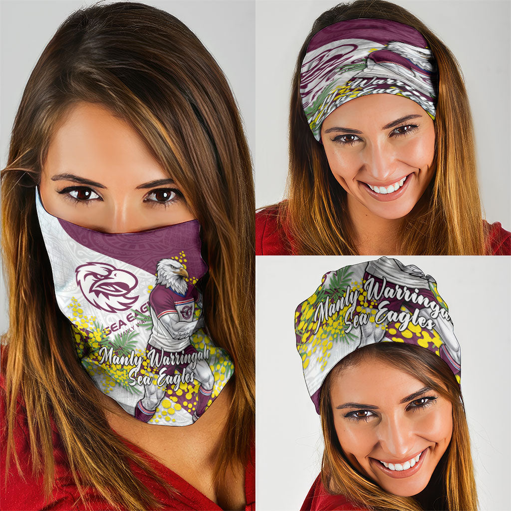 Manly Warringah Sea Eagles Neck Gaiter Golden Wattle Floral Polynesian - Australian Flower - Rugby Mascot