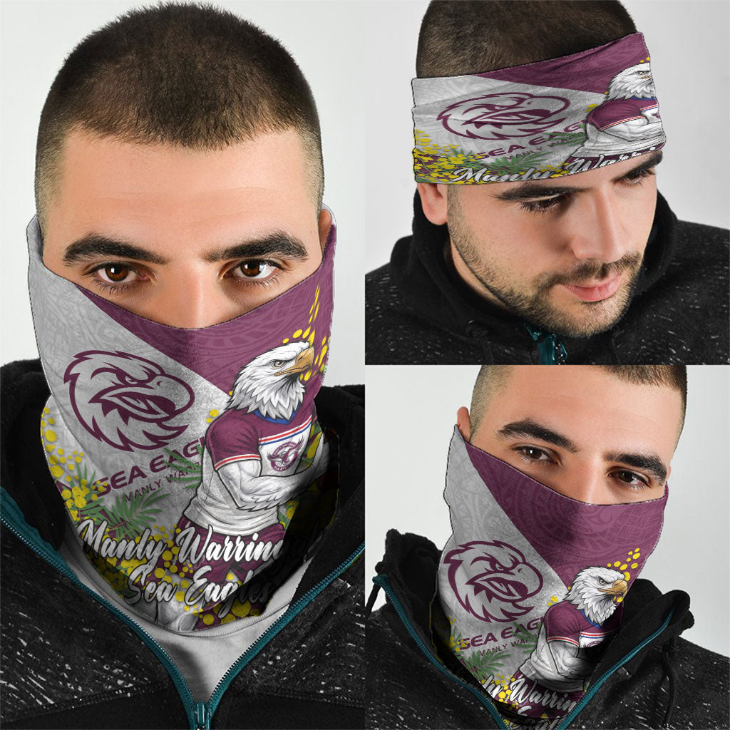 Manly Warringah Sea Eagles Neck Gaiter Golden Wattle Floral Polynesian - Australian Flower - Rugby Mascot